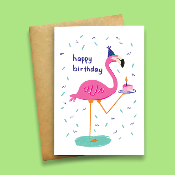 Image of Flamingo birthday card