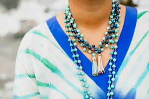 Amazonite & Topaz Baby Tassel Necklace