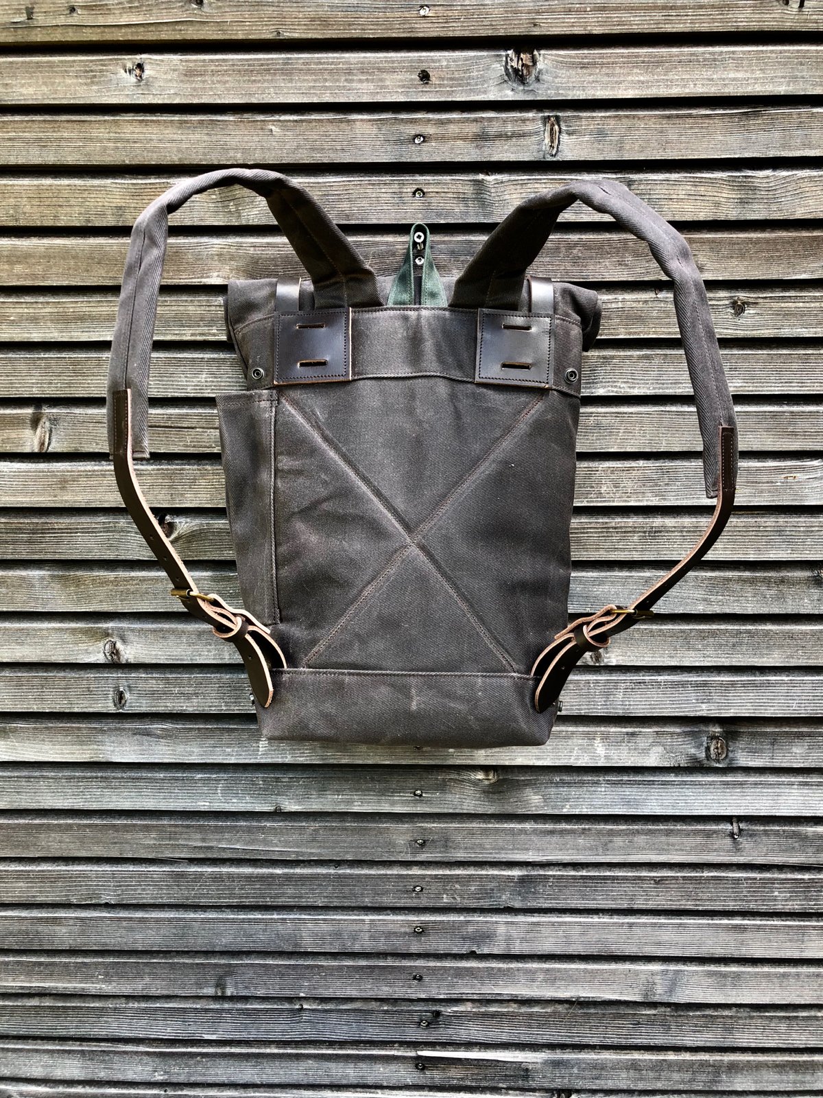 Image of Convertible backpack into bike pannier / bicycle bag in waxed canvas / bike accessories