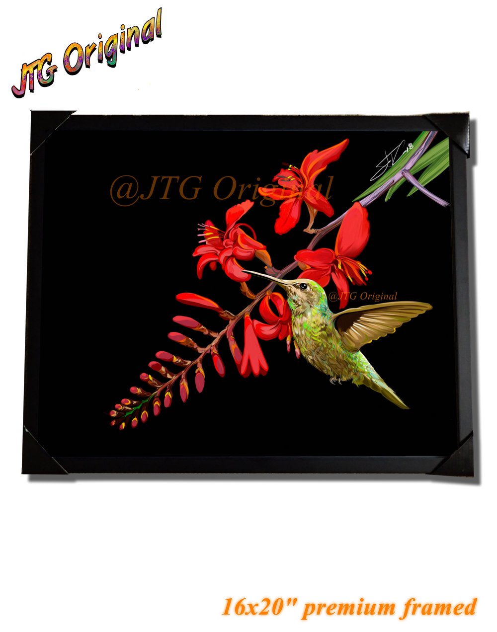 "Hummingbird Garden" Nature series framed artwork