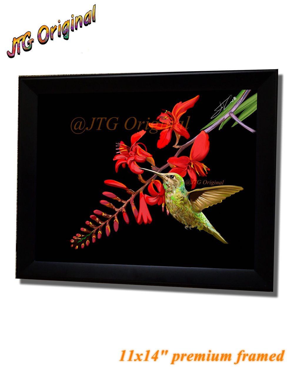 "Hummingbird Garden" Nature series framed artwork