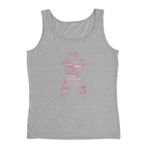 Image of Pink Ribbon Breast Cancer Tank in Black, Grey, or White 