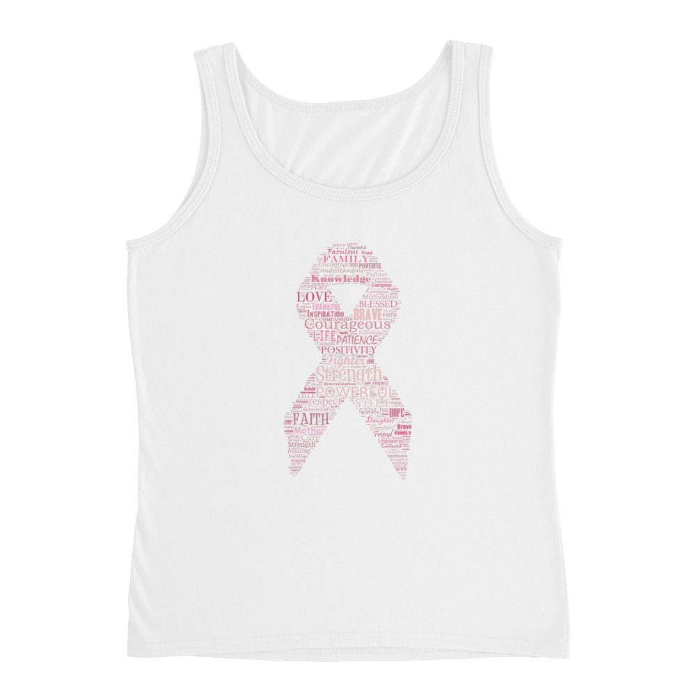 Image of Pink Ribbon Breast Cancer Tank in Black, Grey, or White 