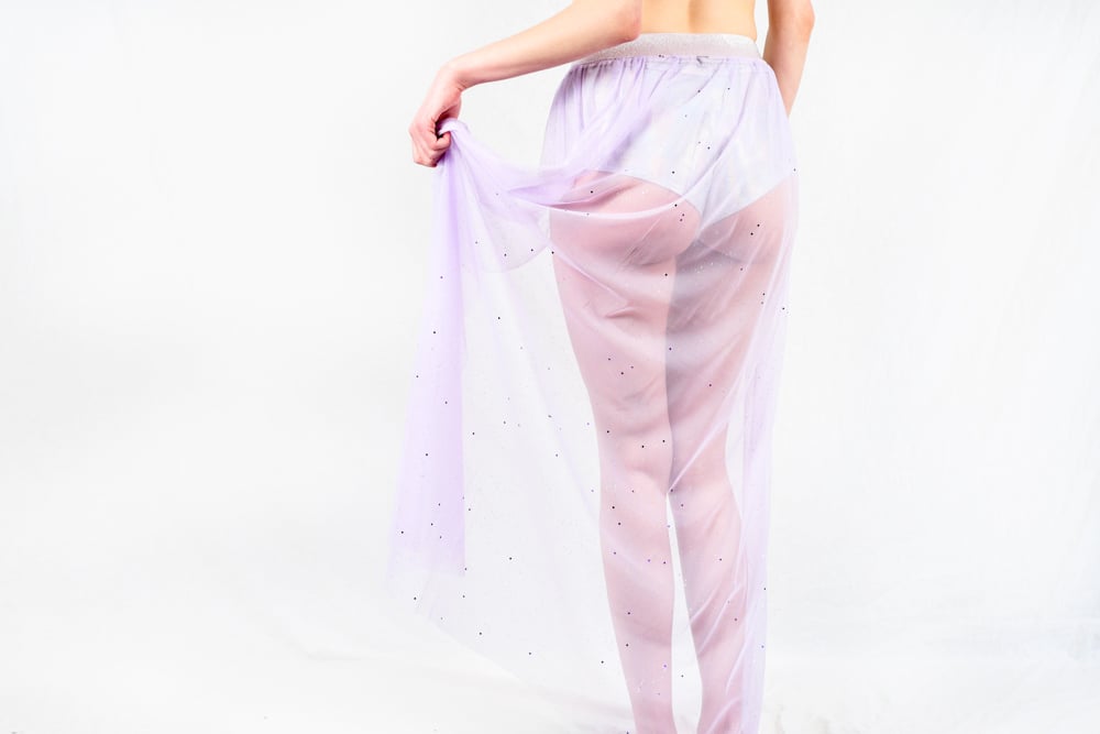 Image of Iridescent open front maxi skirt 