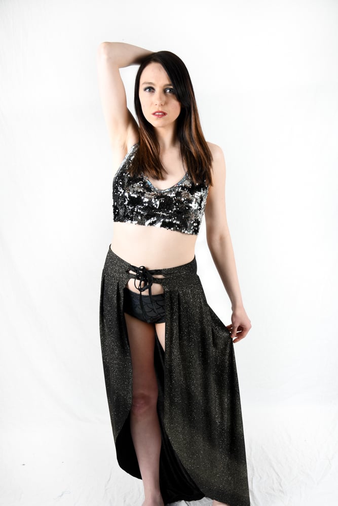Image of SPARKLE PARTY! Open front maxi skirt 