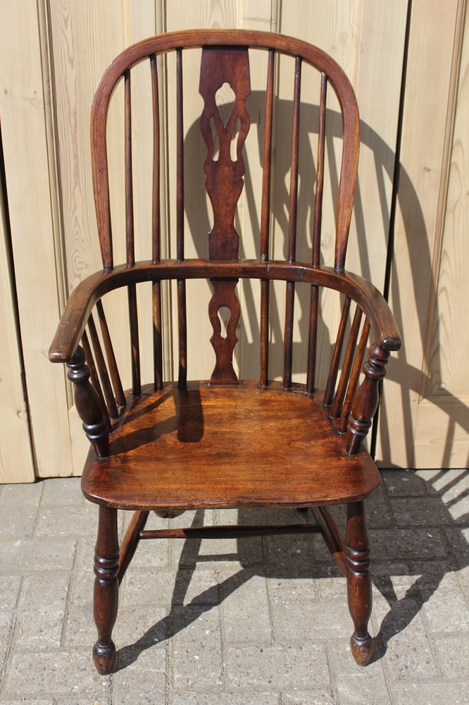 Image of ELM AND ASH HIGH BACK WINDSOR ARMCHAIR