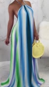 Backless Stripes Colorful Dress