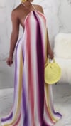 Backless Stripe Colorful Dress