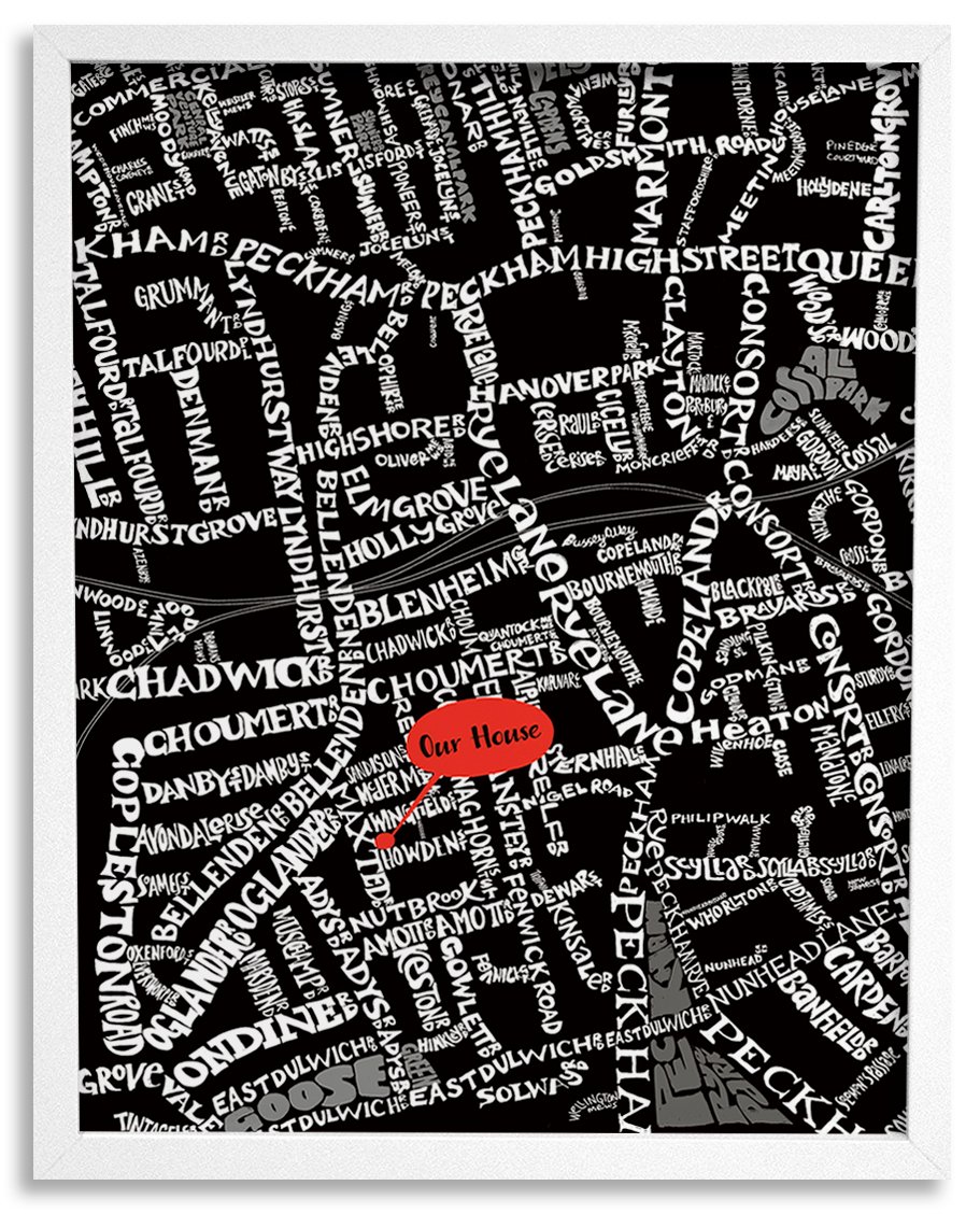 Image of Peckham & Peckham Rye SE15 - London Type Map - Black