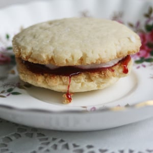 Image of Coconut Raspberry Sandwich Cookies - ONE DOZEN