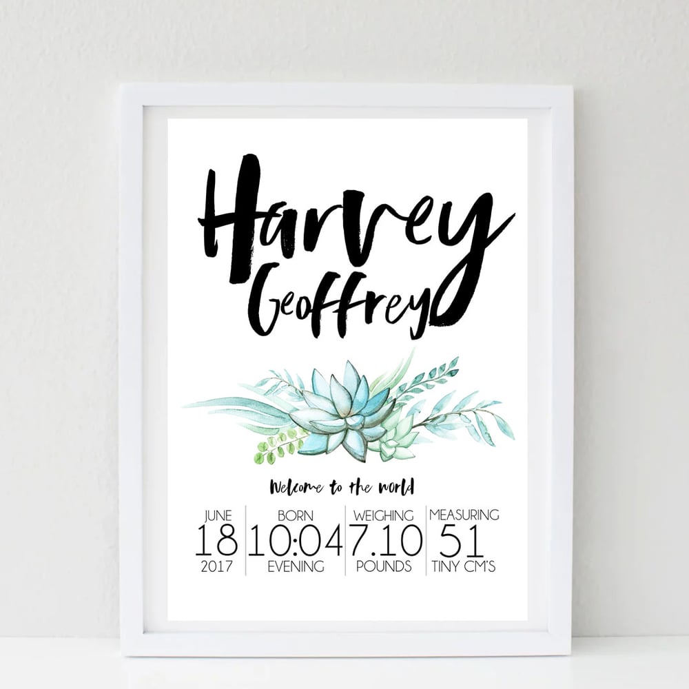 Image of HARVEY BIRTH PRINT