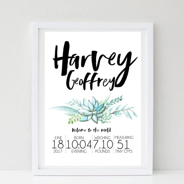 Image of HARVEY BIRTH PRINT
