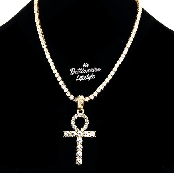Image of Ankh on Thin Bling Chain
