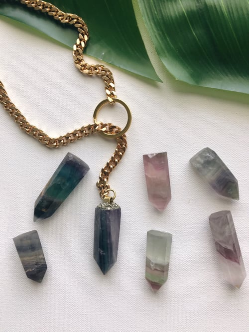 Image of AMINA Gold • Crystal Lariat Necklace