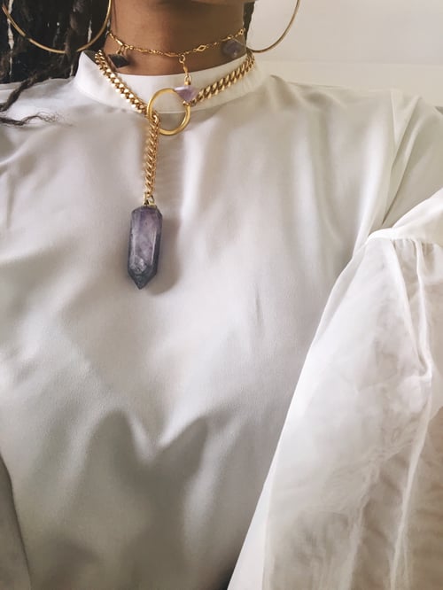 Image of AMINA Gold • Crystal Lariat Necklace