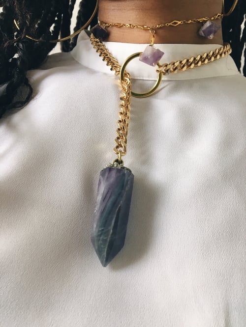 Image of AMINA Gold • Crystal Lariat Necklace