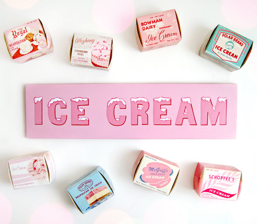 Image of Ice Cream sign (Pink or Mint)
