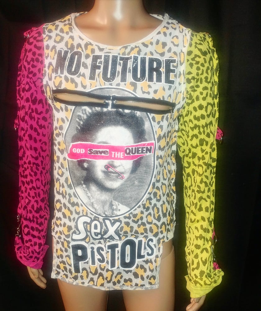 Sex Pistols Full Leopard Print Bondage Shirt Yellow Pink