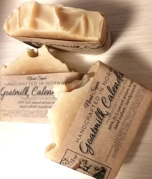 Image of Norwegian Goat Milk, Calendula & Honey skin nourishing and calming Soap bar with Shea