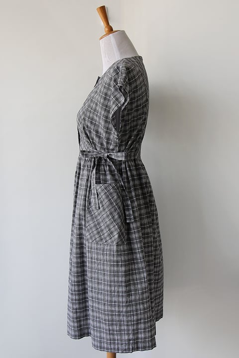 Image of SOLD Plaid Dress With Side Ties And Pockets