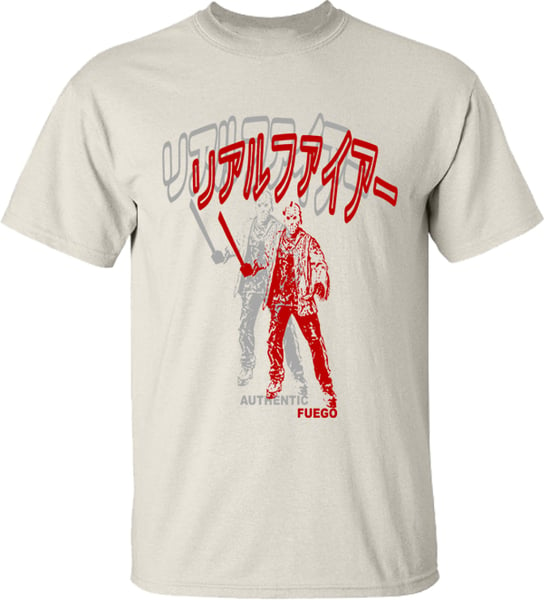 Image of Slasher T-shirt (Metal Ruby on Vintage White)