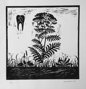 Image of Linoleum print - Den Sorte Ridder, print 1