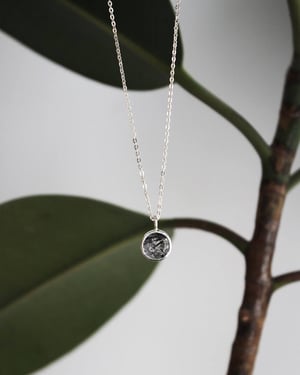 Image of Black Tourmalinated Quartz round cut silver necklace