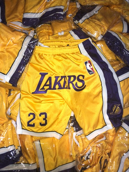 Image of Lebron James #23 LAKERS Jersey Shorts 