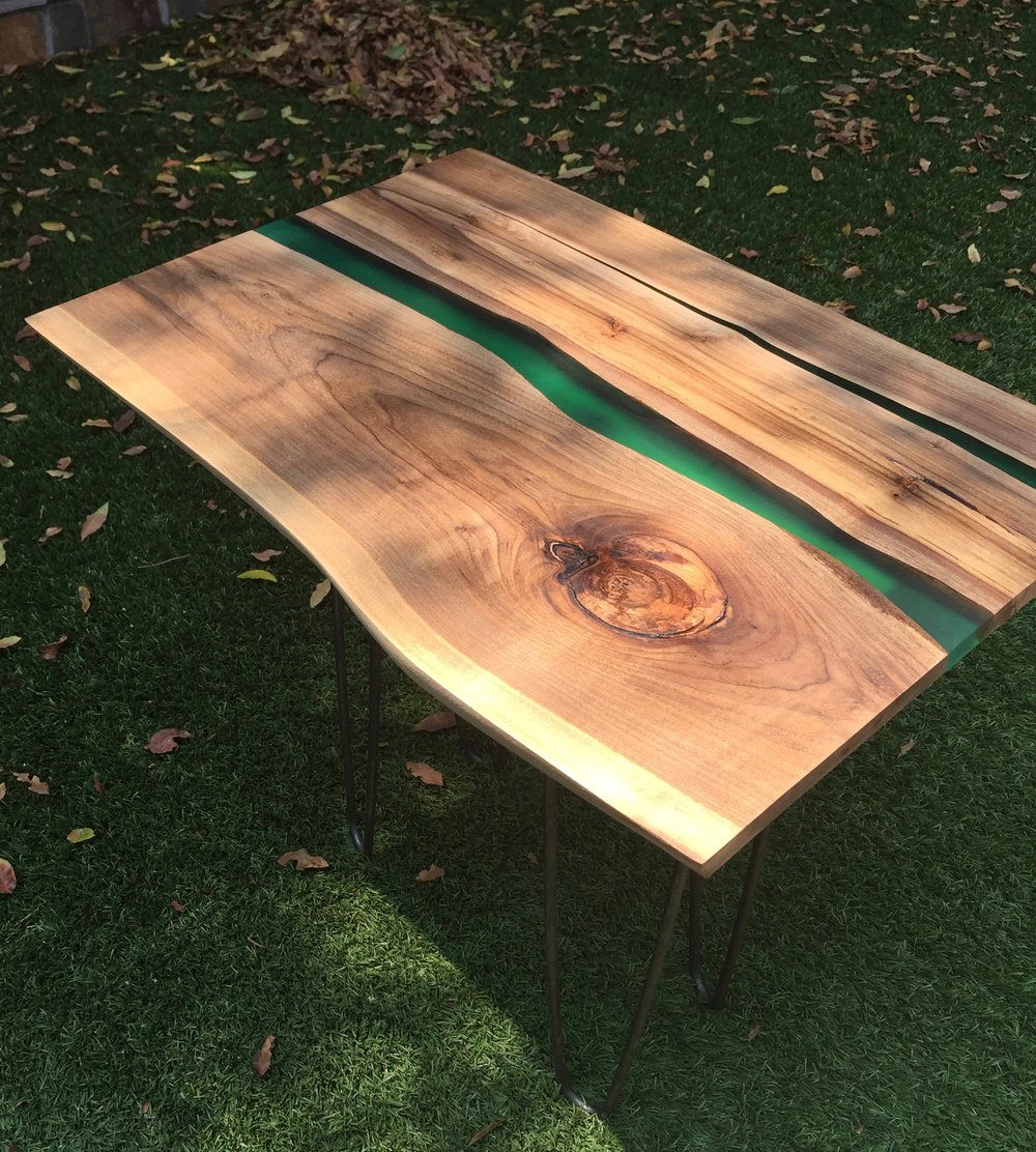 Image of Claro black walnut /  green resin table