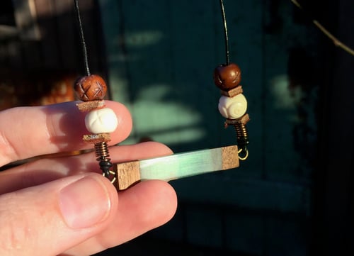 Image of Choker style necklace / resin and wood pendant