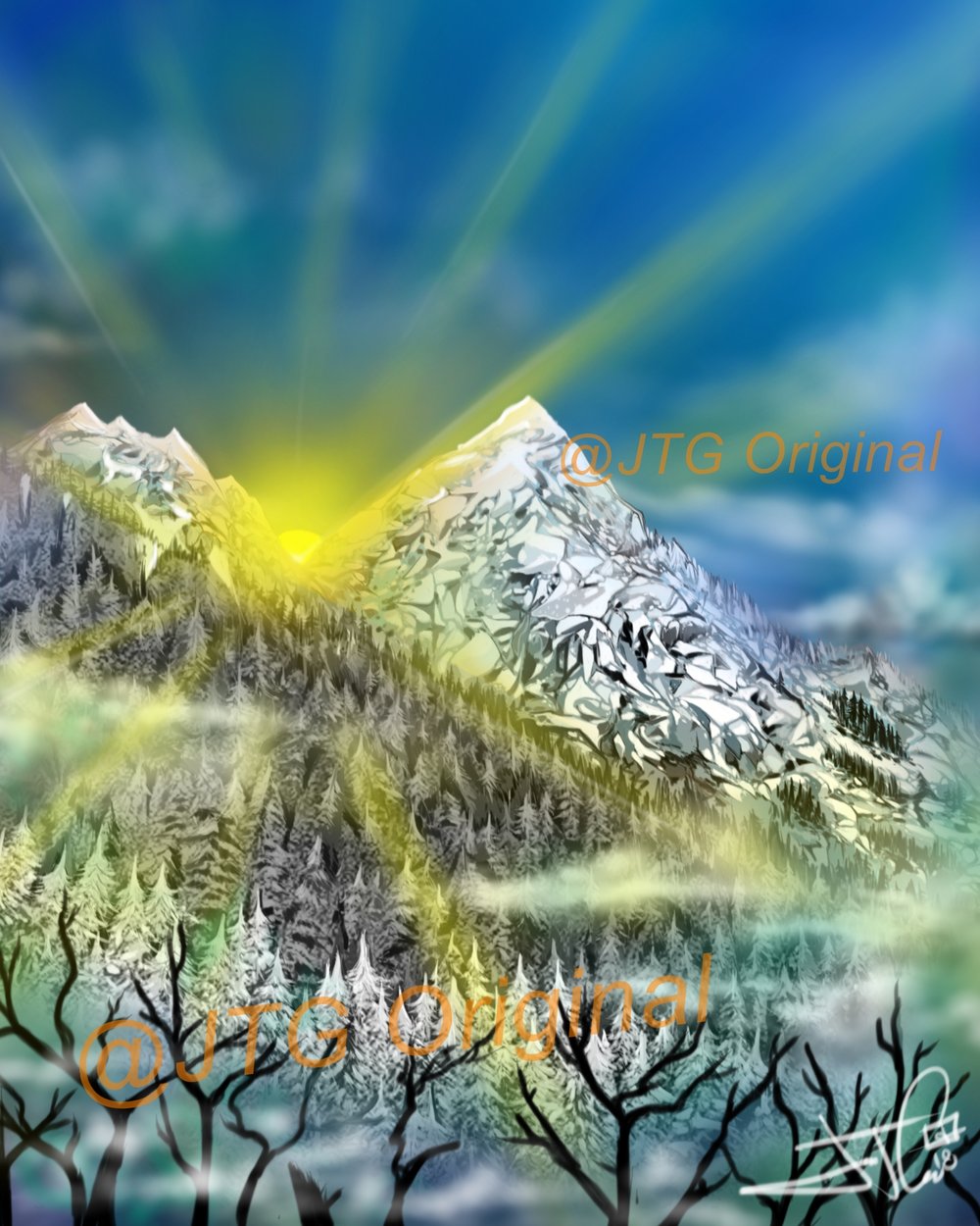 "Early Rise Mountain" Nature series framed artwork 