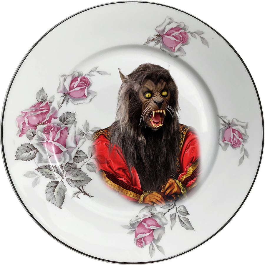 Image of Lord Wolf - Vintage French Porcelain Plate - Limoges #0611