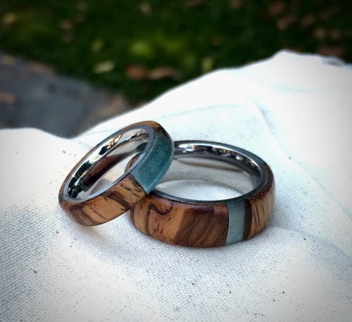 Image of Couples set; wood/resin rings