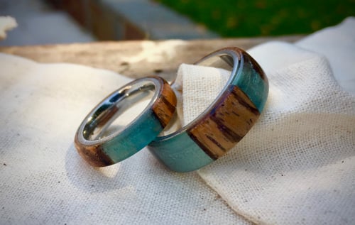 Image of Couples set; wood/resin rings