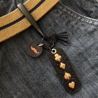 Image 1 of Fish Hook Key Chain with Leather tags