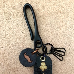 Image of Fish Hook Key Chain with Leather tags
