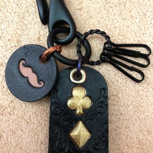 Image of Fish Hook Key Chain with Leather tags