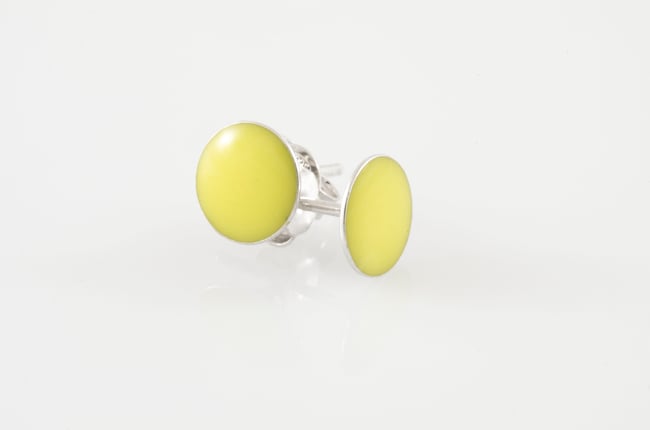 Silver Stud Earrings - Yellow