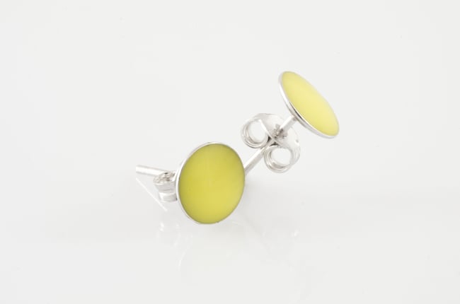 Silver Stud Earrings - Yellow