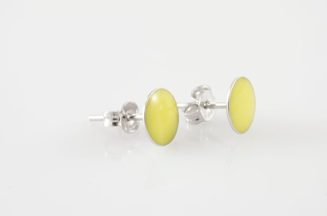 Silver Stud Earrings - Yellow