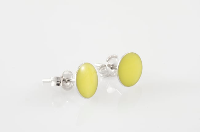Silver Stud Earrings - Yellow
