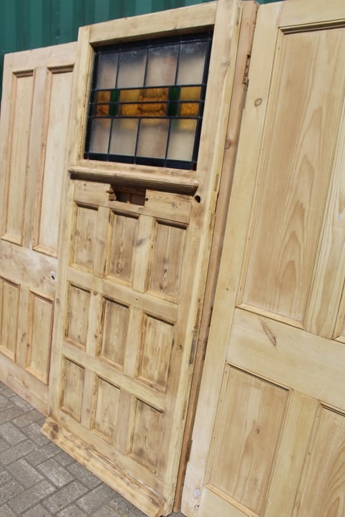 Image of 1930s Front Door with stained Glass Panel