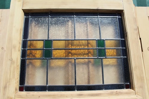Image of 1930s Front Door with stained Glass Panel