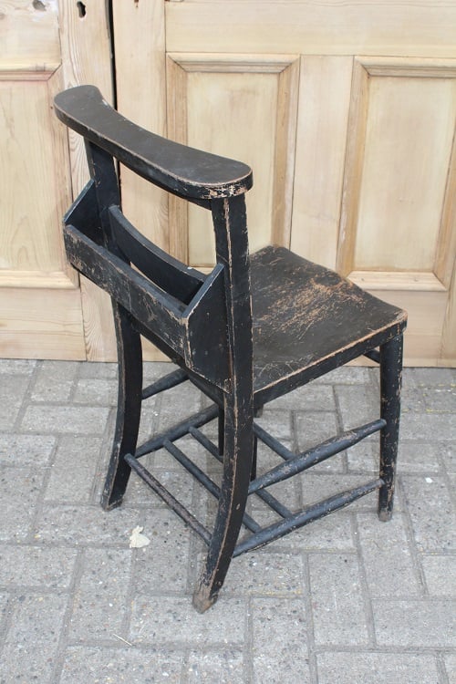 Image of stunning Original chapel / church chairs with prayer book shelf.