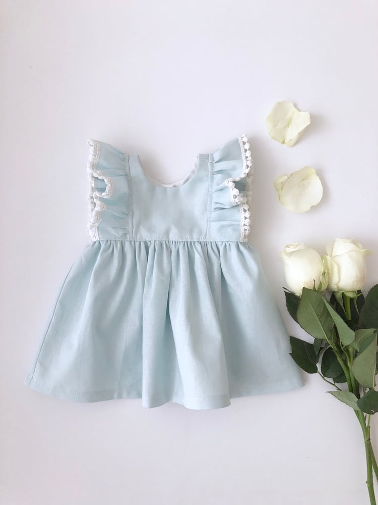 Joy Marie Clothing | Pale blue linen Kelsey dress