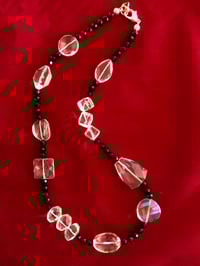 Image 1 of black onyx and clear quartz necklace