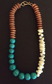 Image 1 of Tri color wood & resin necklace
