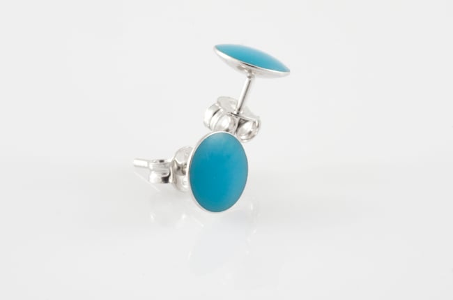 Silver Stud Earrings - Turquoise