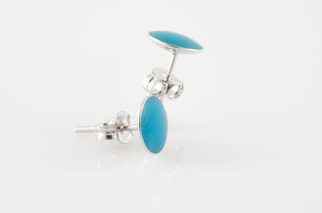 Silver Stud Earrings - Turquoise