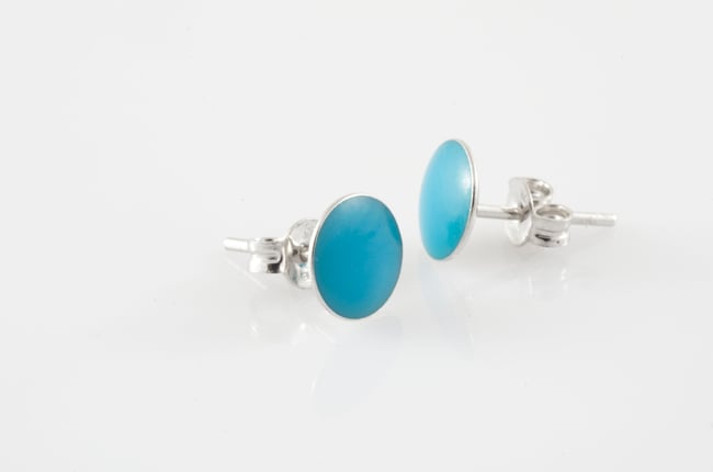 Silver Stud Earrings - Turquoise